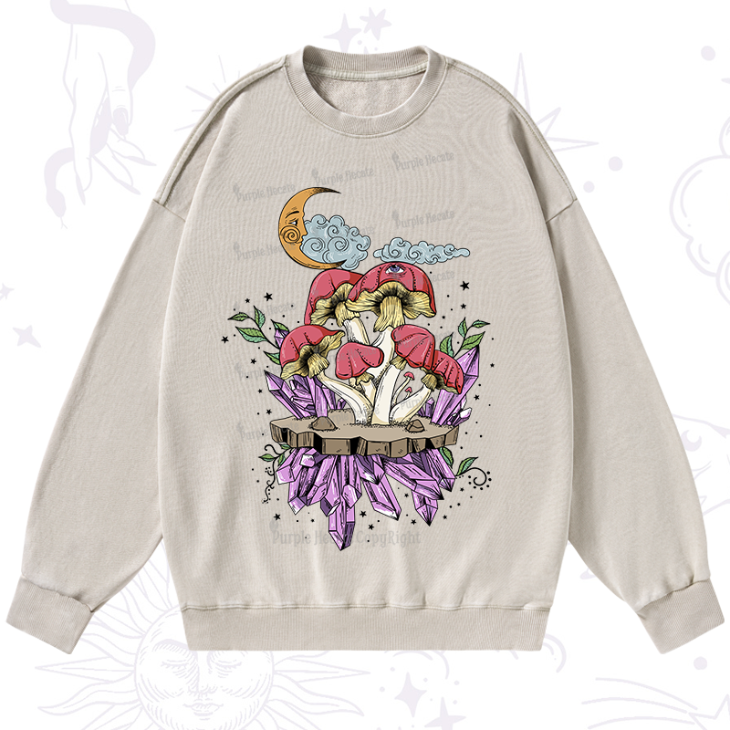 Purplehecate Fantasy Mushroom Washed Sweatshirt