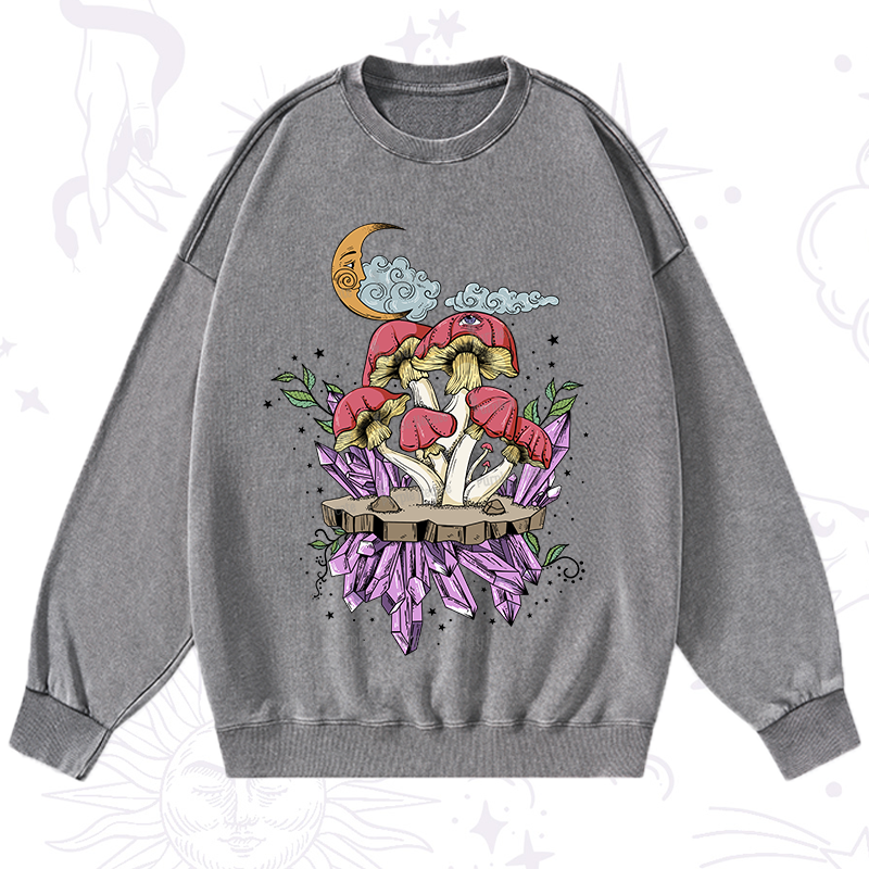 Purplehecate Fantasy Mushroom Washed Sweatshirt