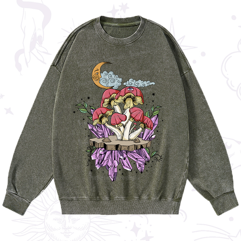 Purplehecate Fantasy Mushroom Washed Sweatshirt