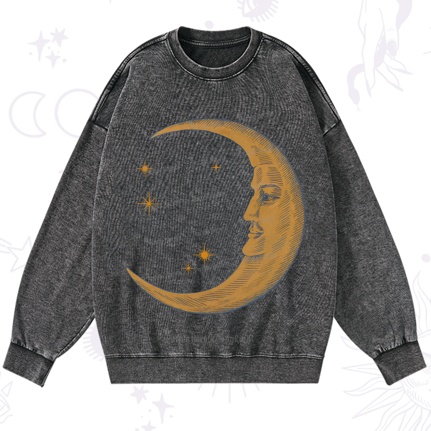 Purplehecate Celestial Moon Washed Sweatshirt