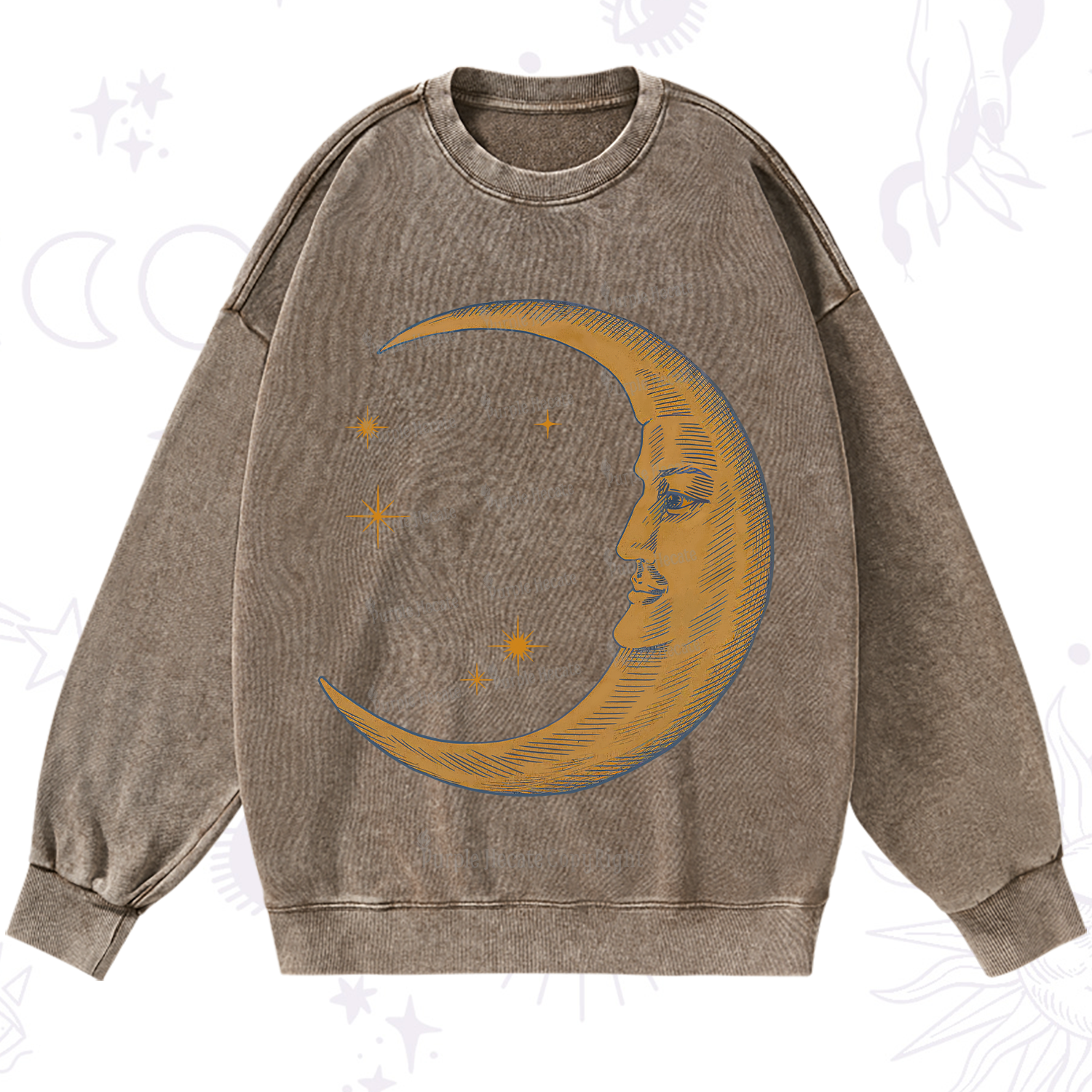 Purplehecate Celestial Moon Washed Sweatshirt