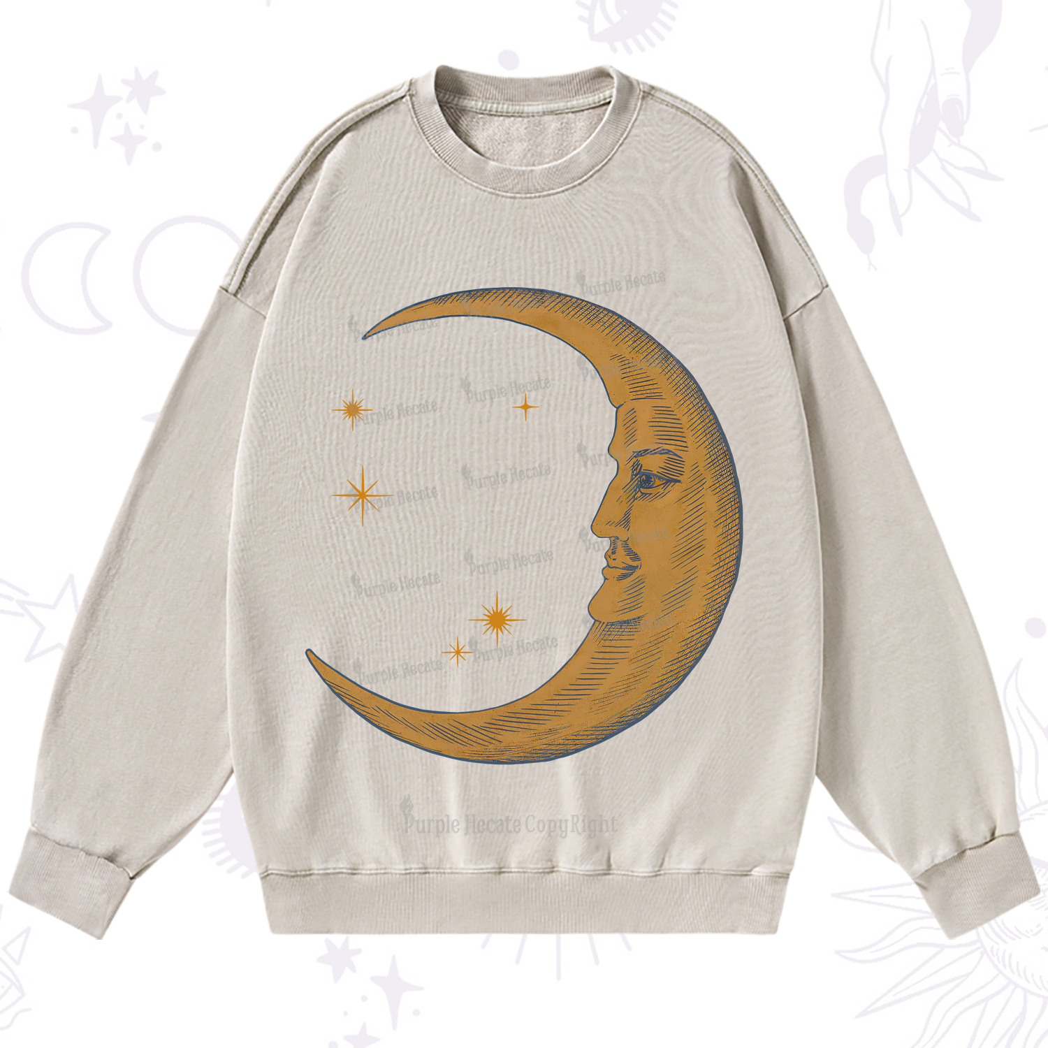 Purplehecate Celestial Moon Washed Sweatshirt
