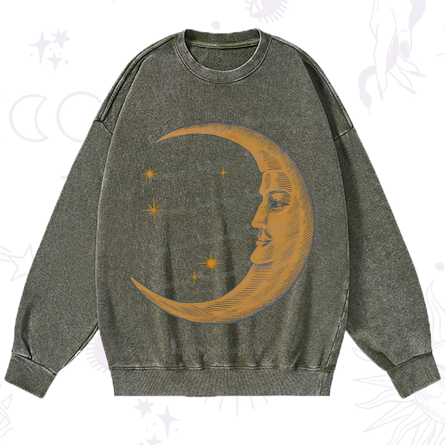 Purplehecate Celestial Moon Washed Sweatshirt