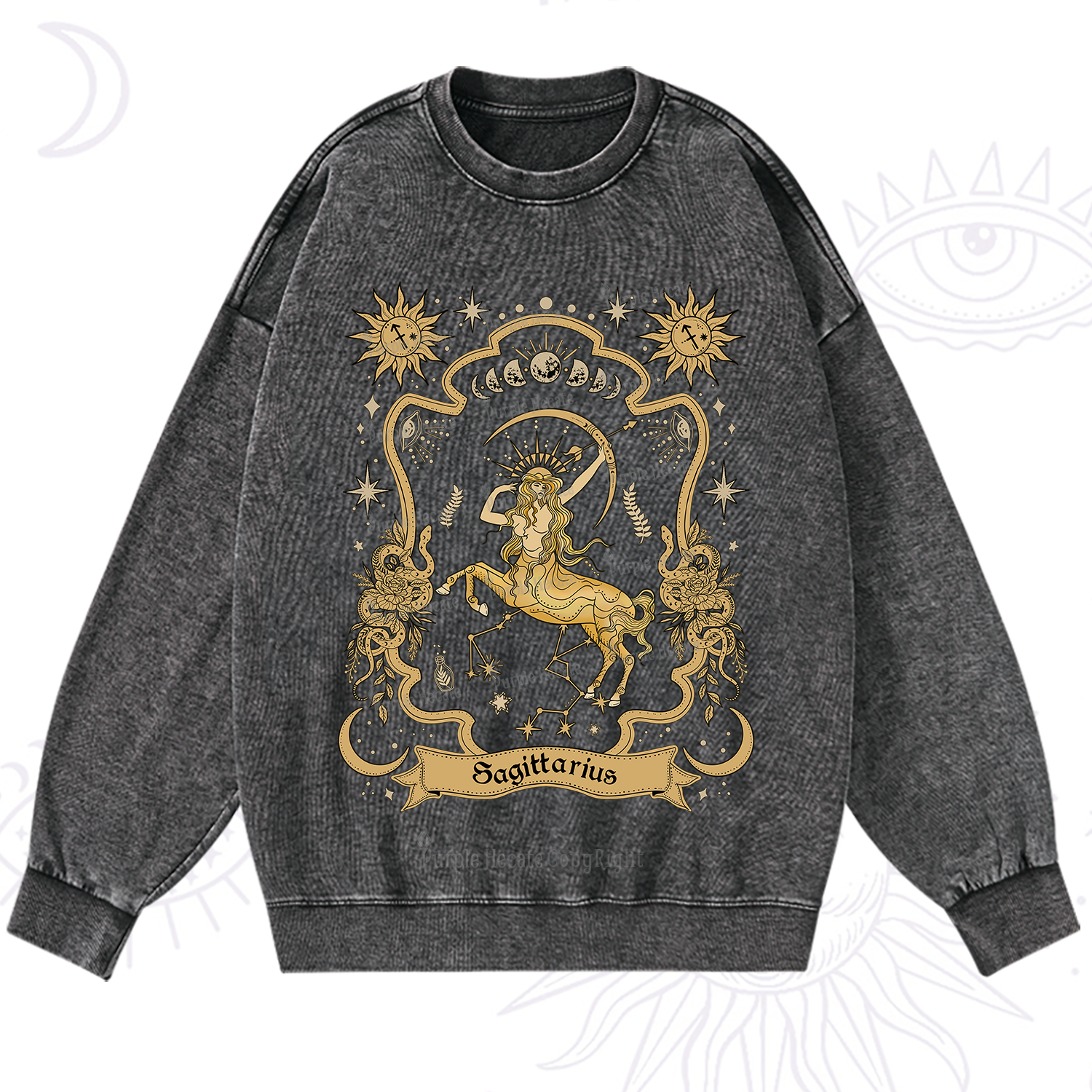 Purplehecate Sagittarius' Astral Mirage Zodiac Washed Sweatshirt