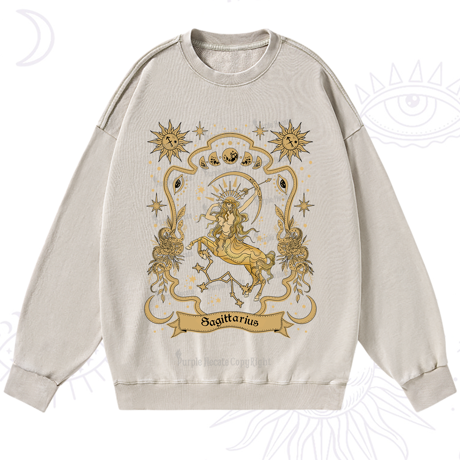 Purplehecate Sagittarius' Astral Mirage Zodiac Washed Sweatshirt
