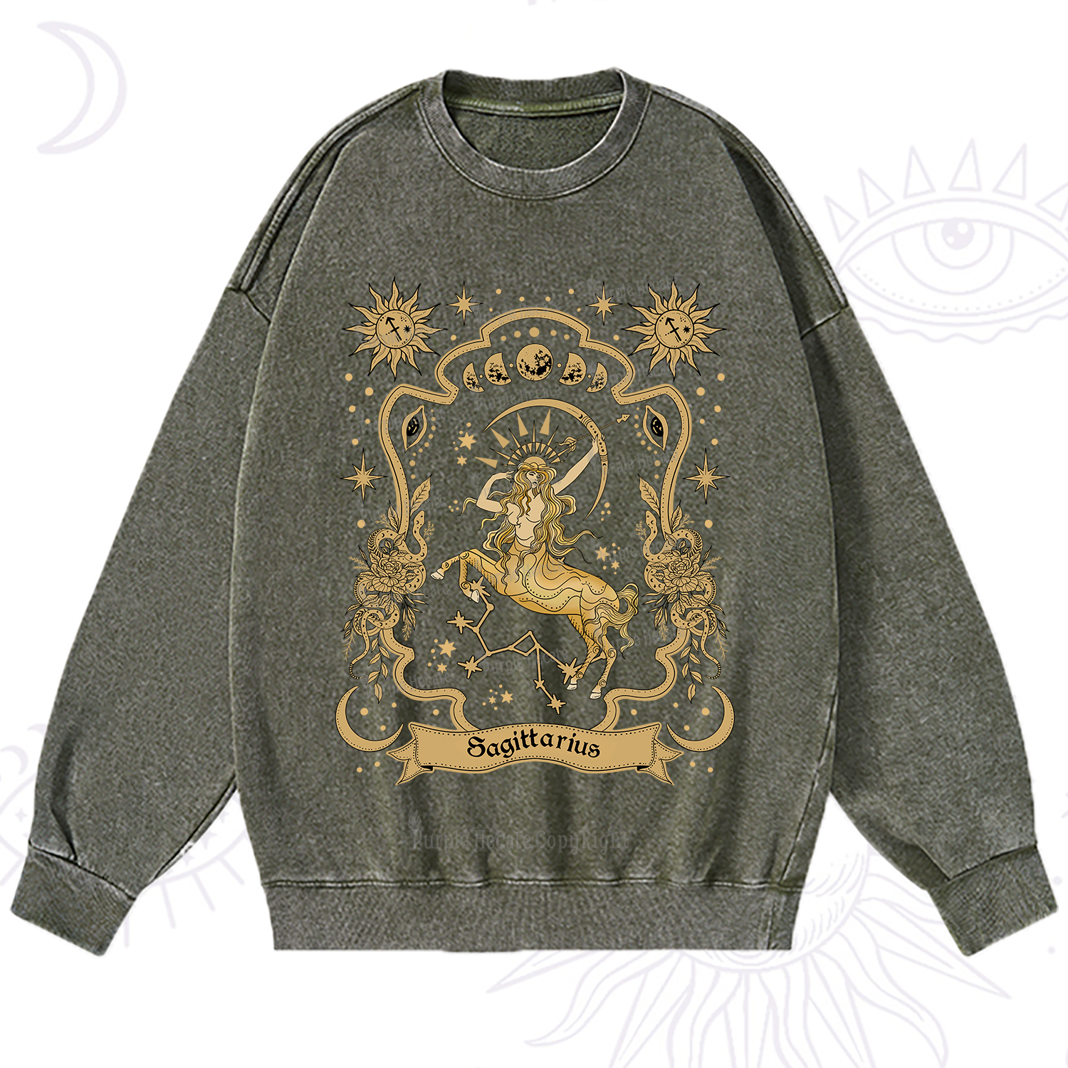 Purplehecate Sagittarius' Astral Mirage Zodiac Washed Sweatshirt