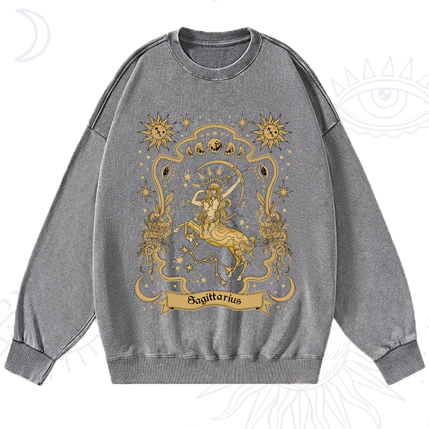 Purplehecate Sagittarius' Astral Mirage Zodiac Washed Sweatshirt