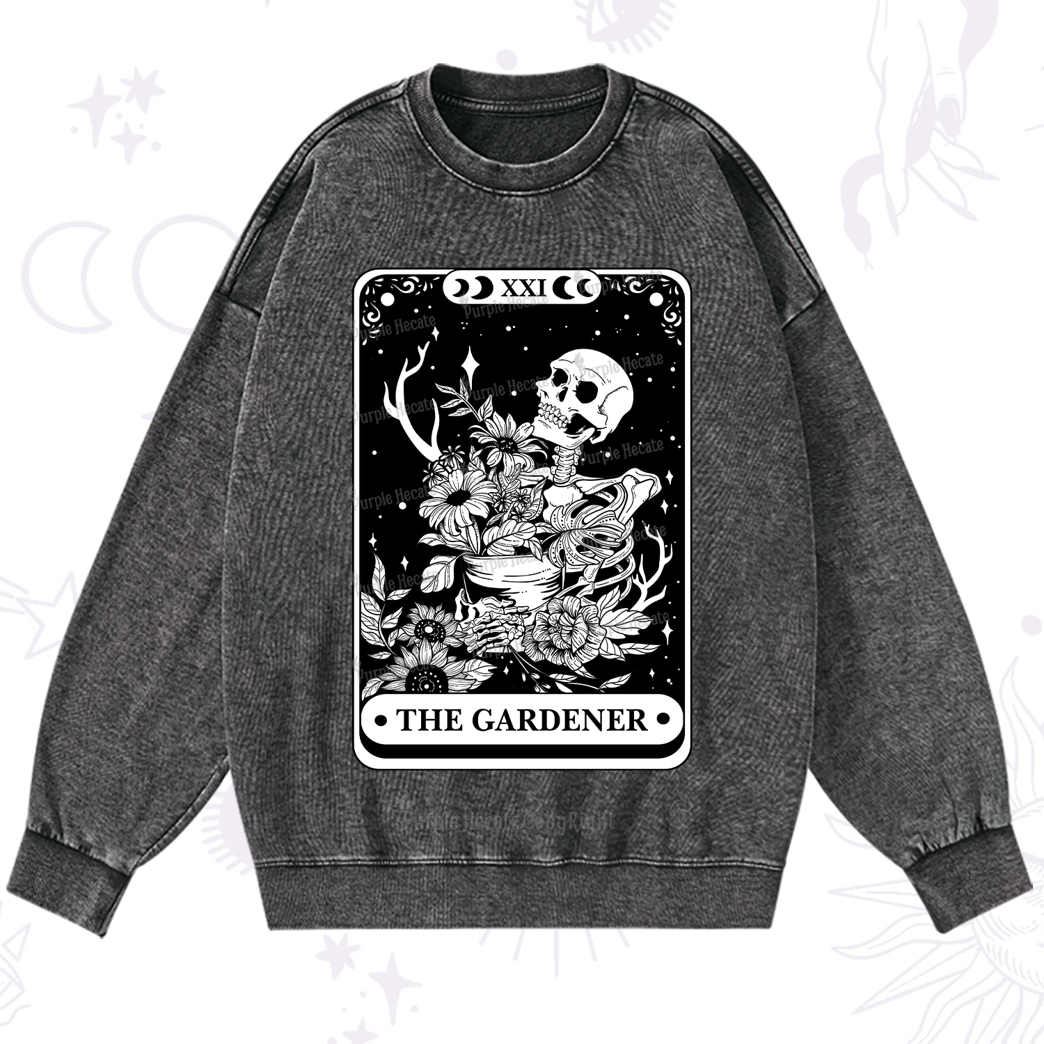 Purplehecate The Gardener Tarot Card Washed Sweatshirt