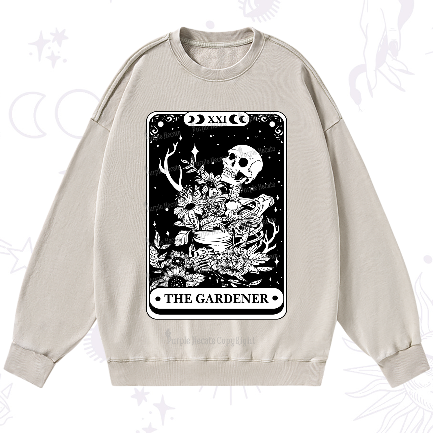 Purplehecate The Gardener Tarot Card Washed Sweatshirt