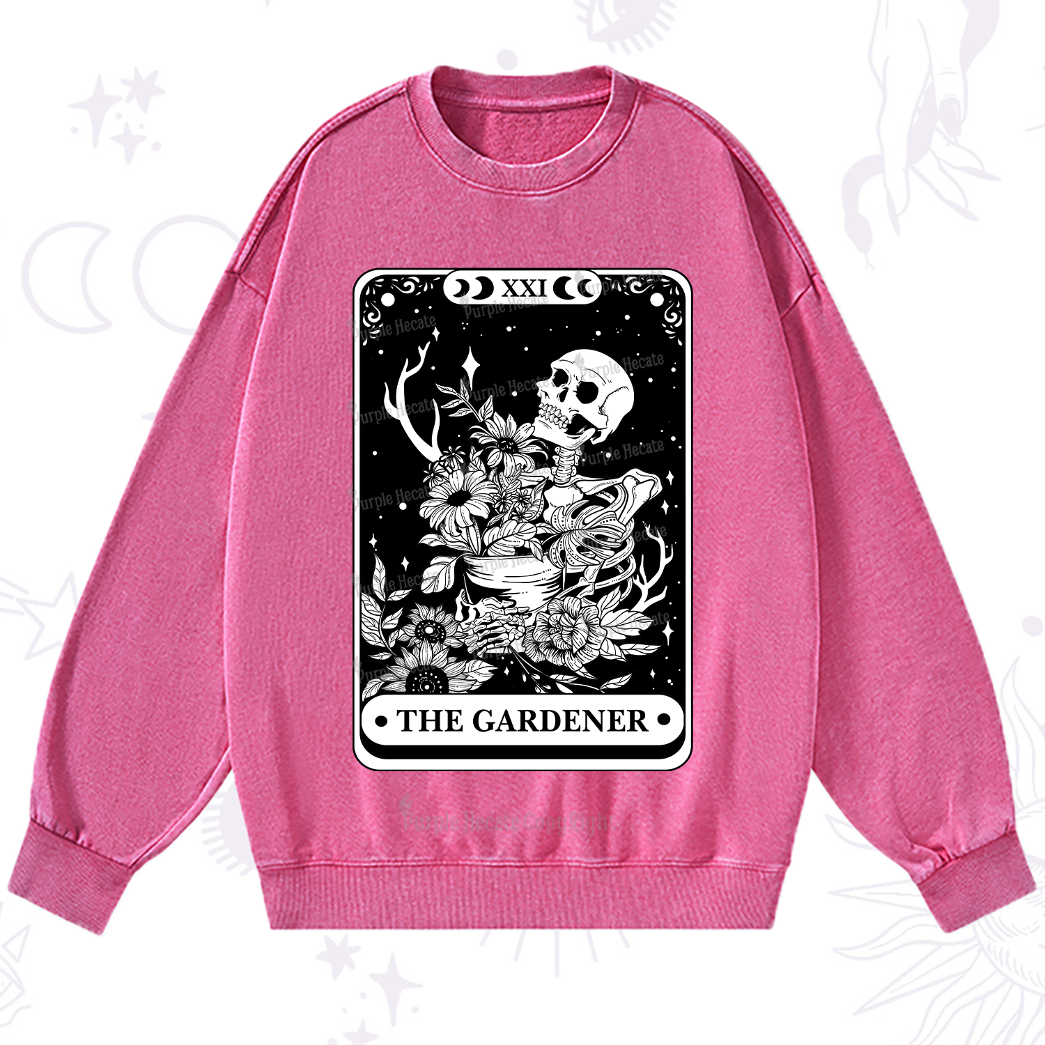 Purplehecate The Gardener Tarot Card Washed Sweatshirt