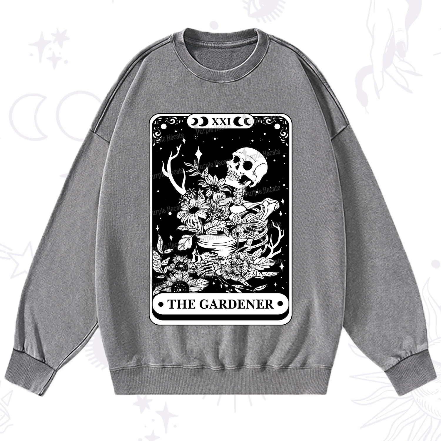 Purplehecate The Gardener Tarot Card Washed Sweatshirt
