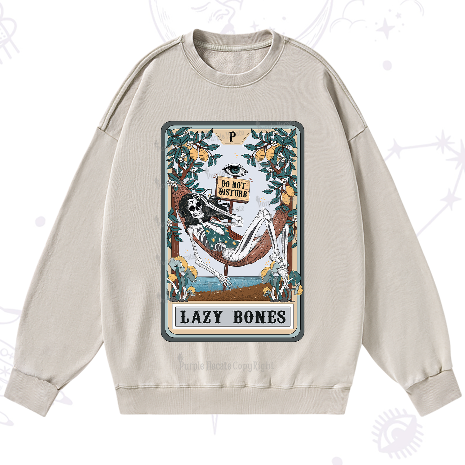 Purplehecate The Lazy Bones Tarot Washed Sweatshirt