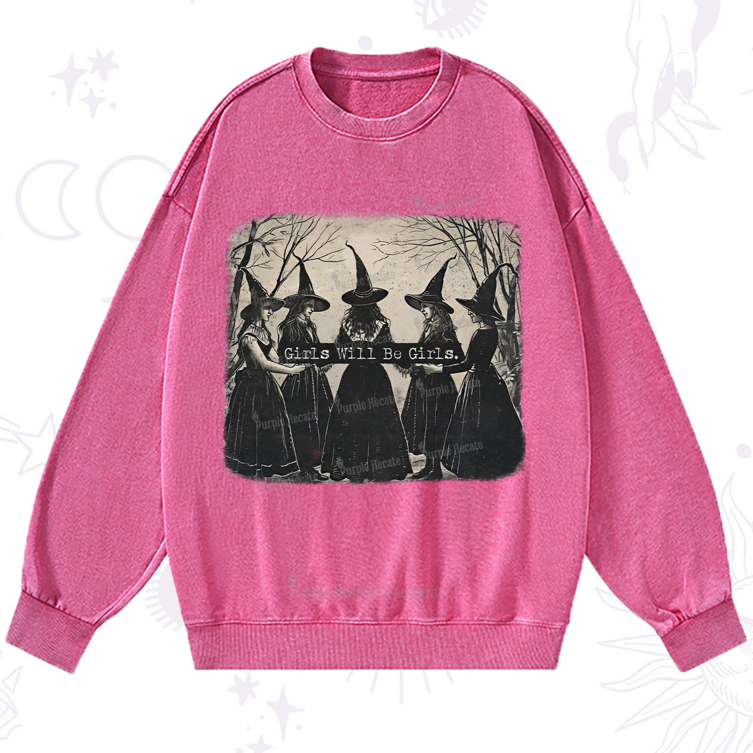 Purplehecate Girls Will Be Girls Witch Washed Sweatshirt