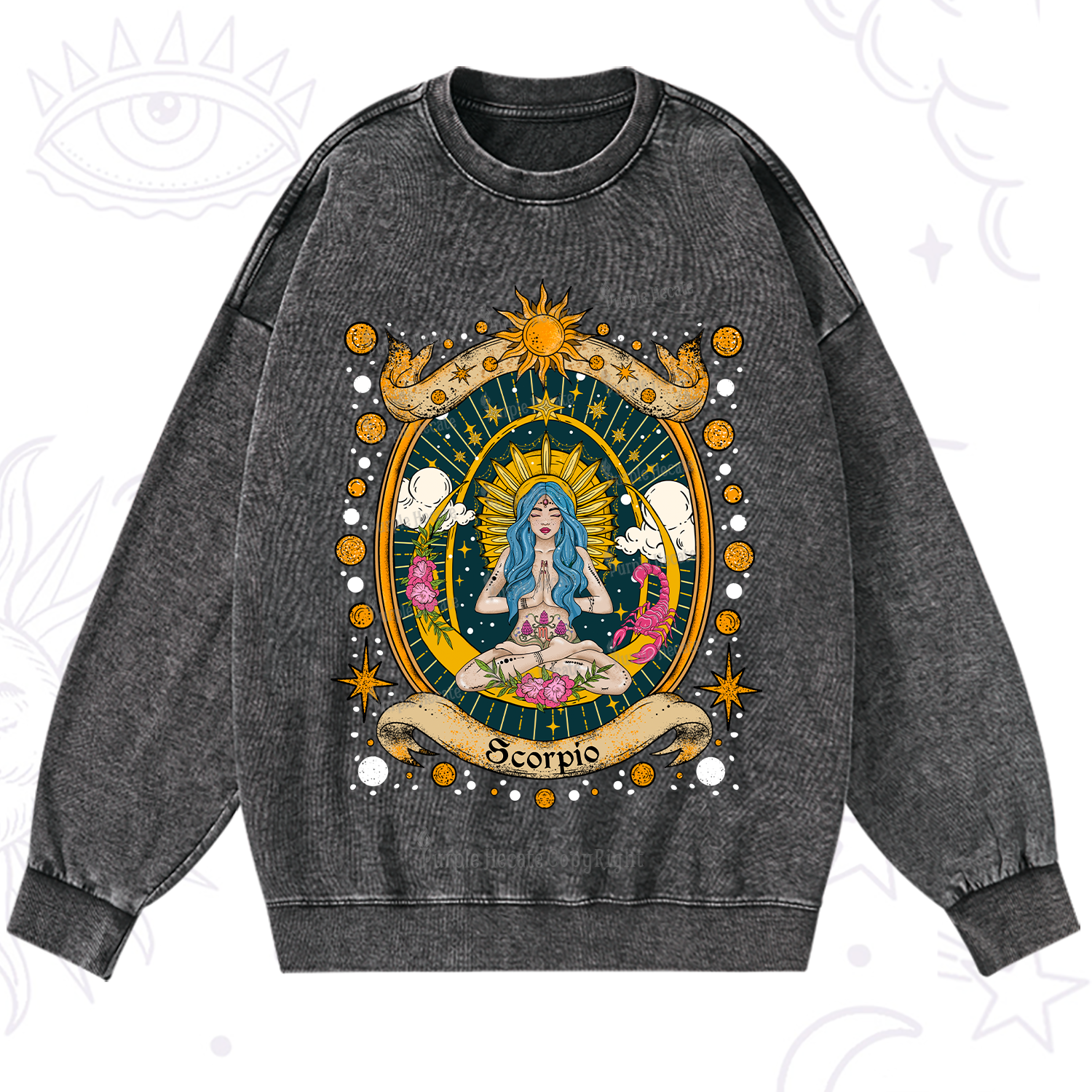 Purplehecate Scorpio Celestial Charm Zodiac Washed Sweatshirt