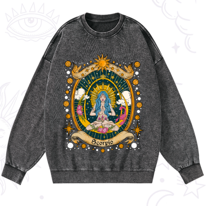 Purplehecate Scorpio Celestial Charm Zodiac Washed Sweatshirt