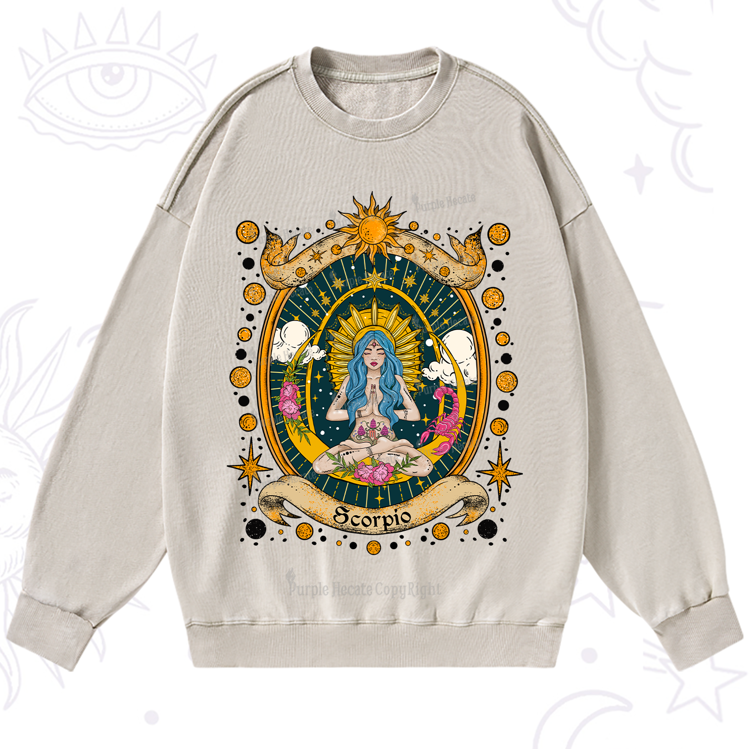 Purplehecate Scorpio Celestial Charm Zodiac Washed Sweatshirt
