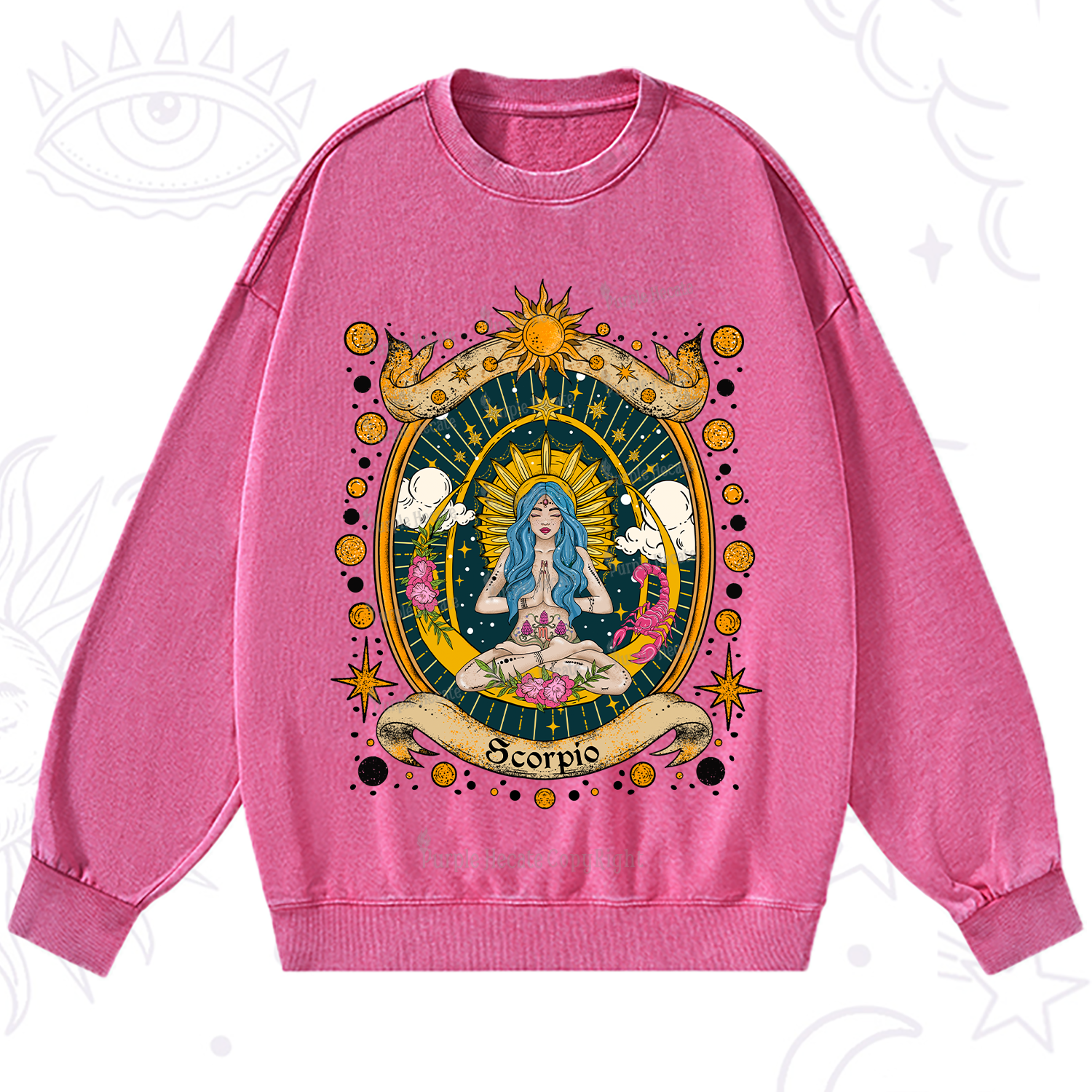 Purplehecate Scorpio Celestial Charm Zodiac Washed Sweatshirt