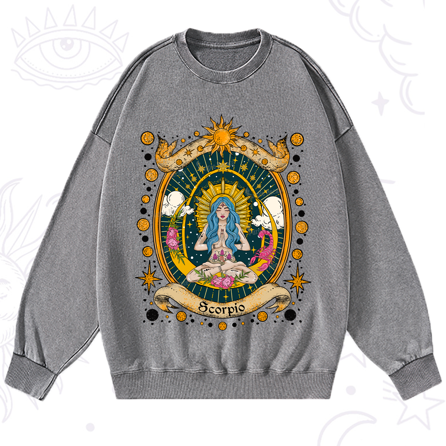 Purplehecate Scorpio Celestial Charm Zodiac Washed Sweatshirt