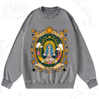 Purplehecate Scorpio Celestial Charm Zodiac Washed Sweatshirt