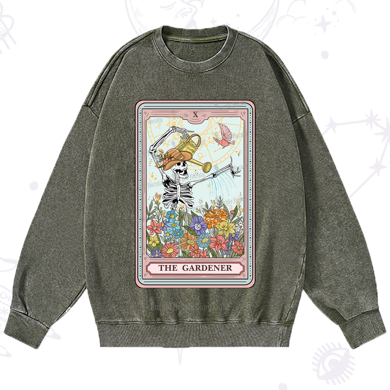 Purplehecate The Gardener Tarot Washed Sweatshirt