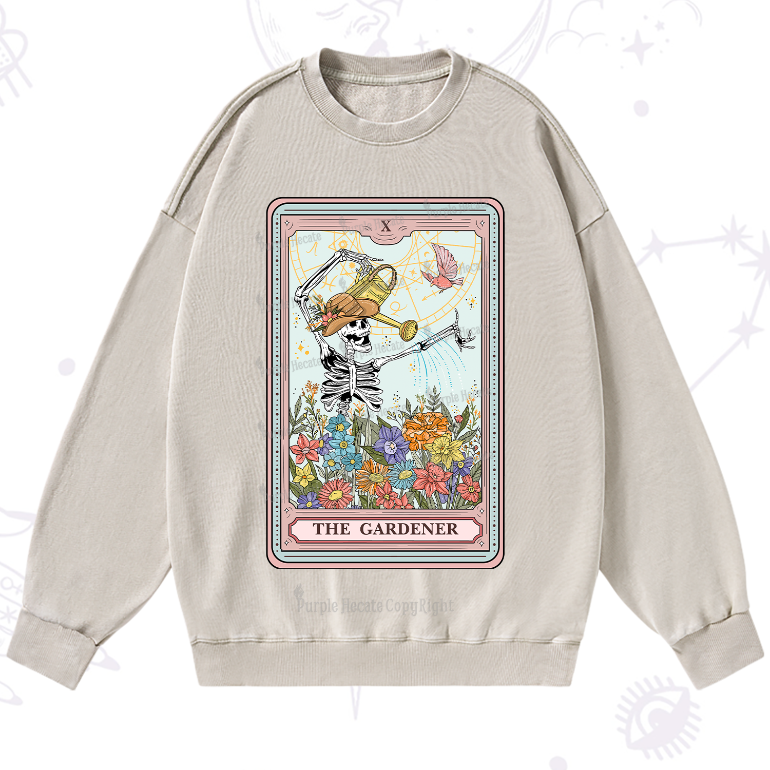 Purplehecate The Gardener Tarot Washed Sweatshirt
