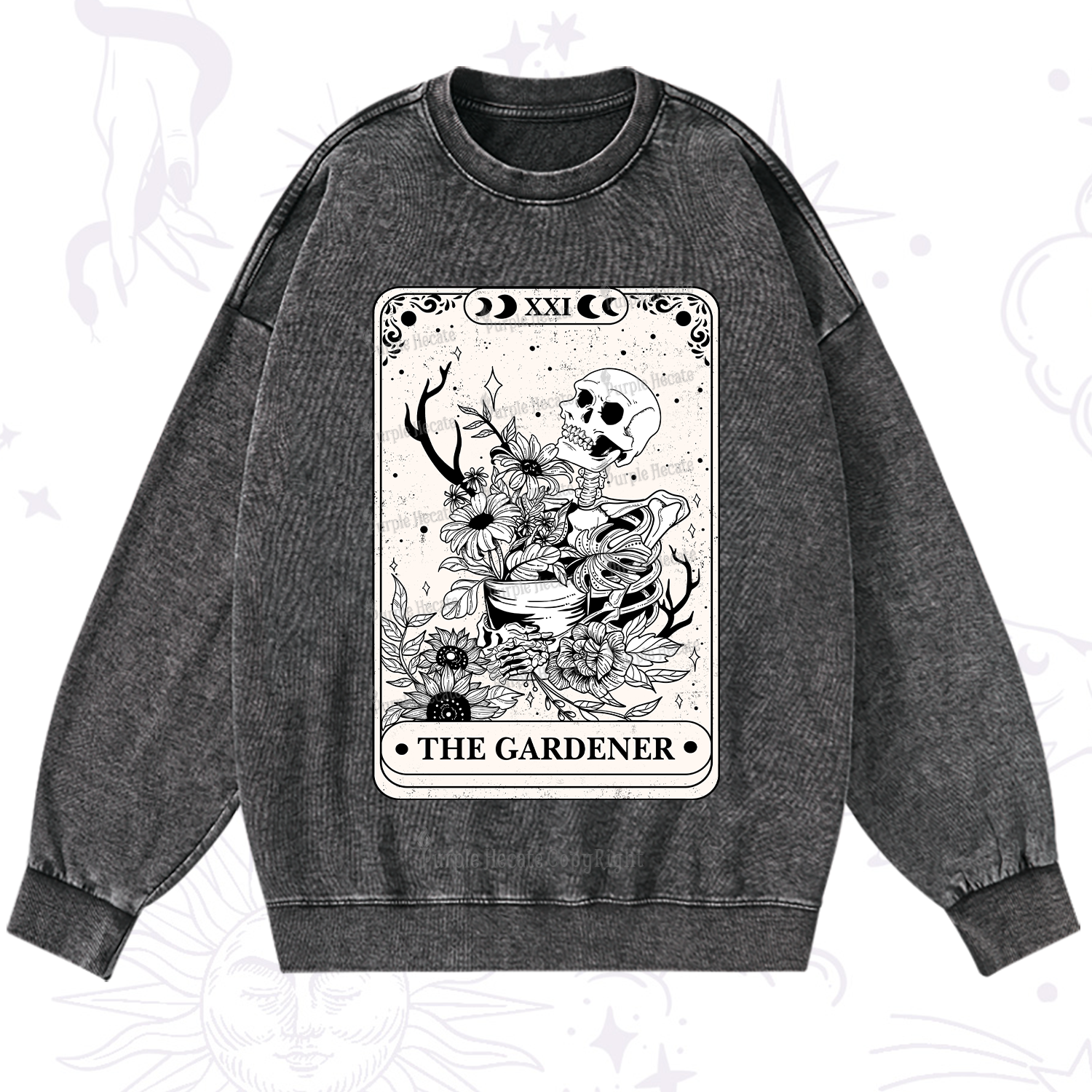 Purplehecate The Gardener Tarot Washed Sweatshirt