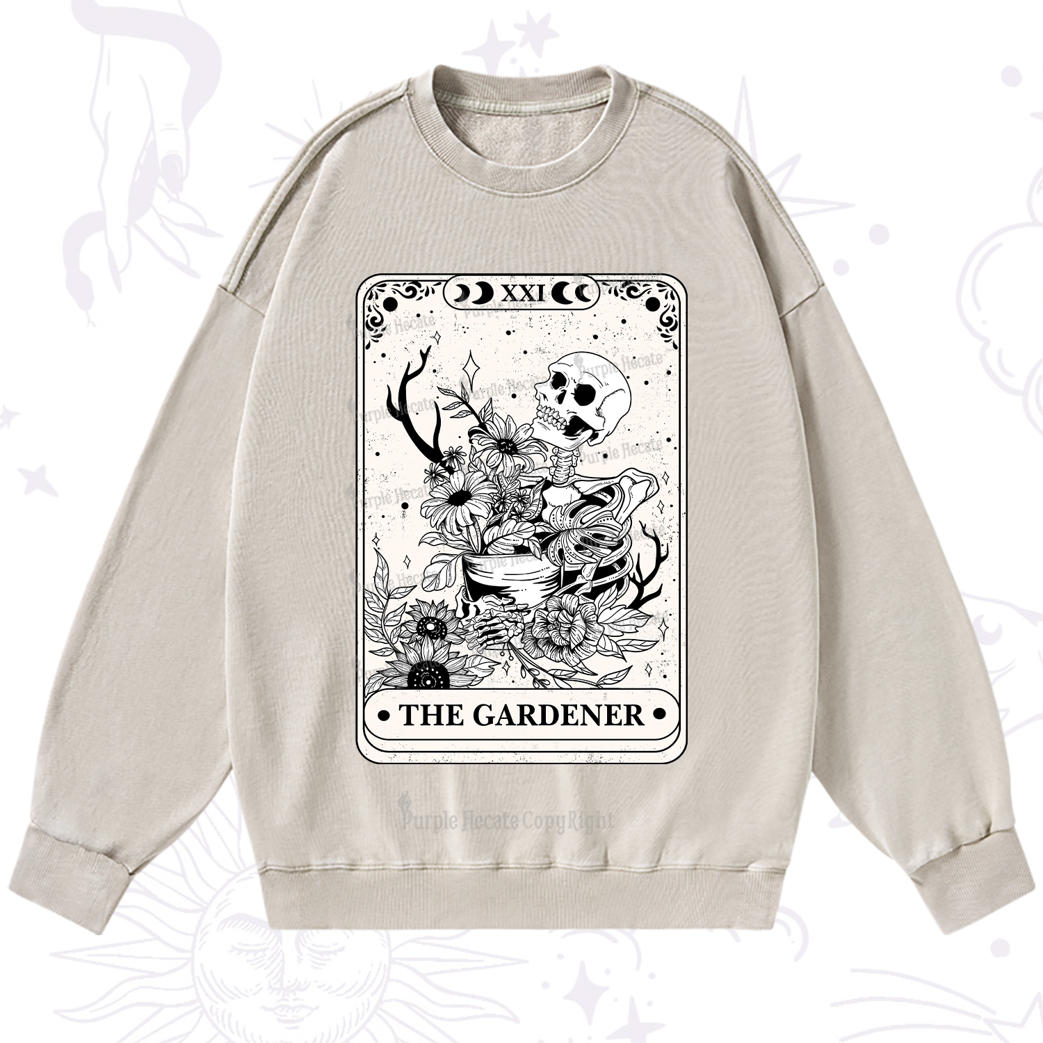 Purplehecate The Gardener Tarot Washed Sweatshirt