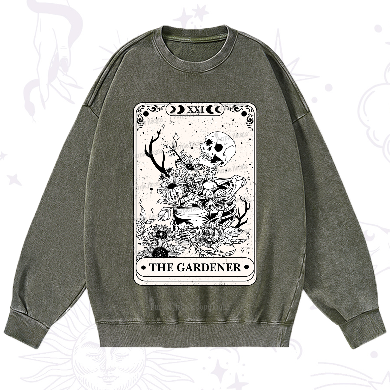 Purplehecate The Gardener Tarot Washed Sweatshirt