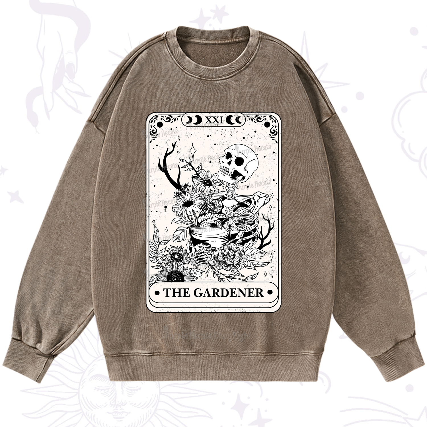 Purplehecate The Gardener Tarot Washed Sweatshirt