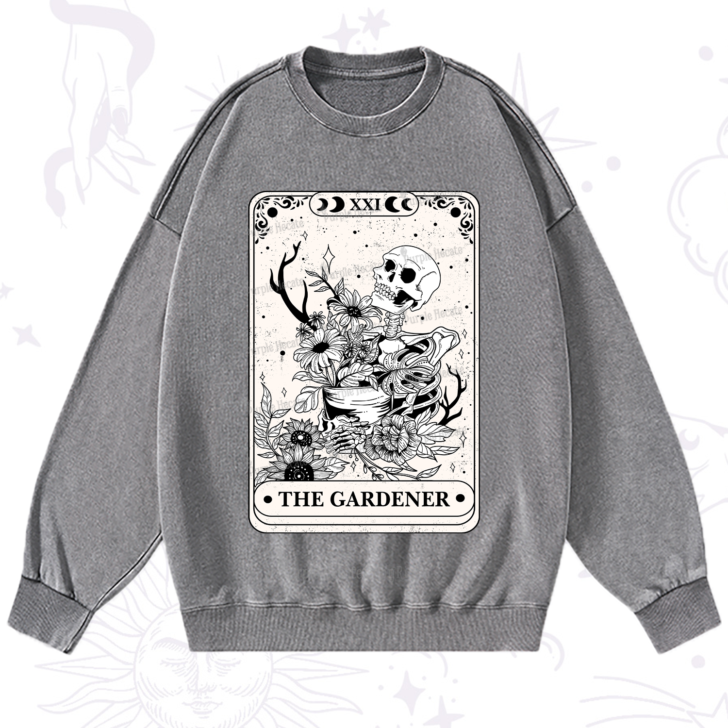 Purplehecate The Gardener Tarot Washed Sweatshirt
