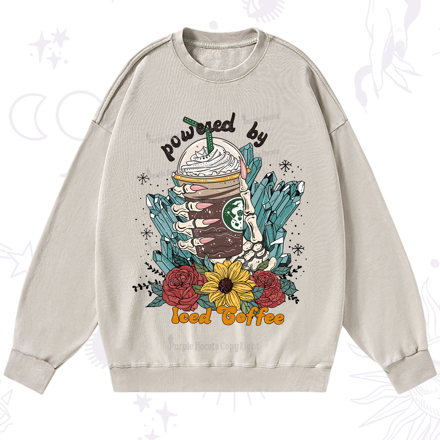 Purplehecate Powered By Ice Coffee Washed Sweatshirt