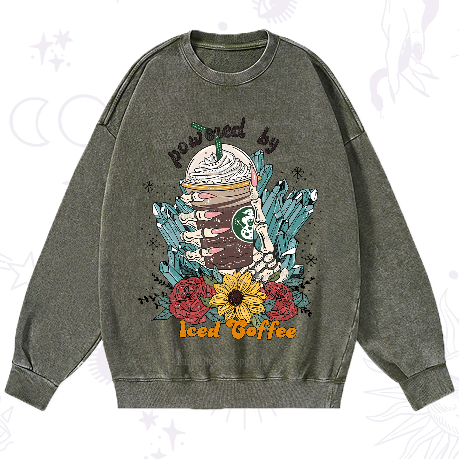 Purplehecate Powered By Ice Coffee Washed Sweatshirt