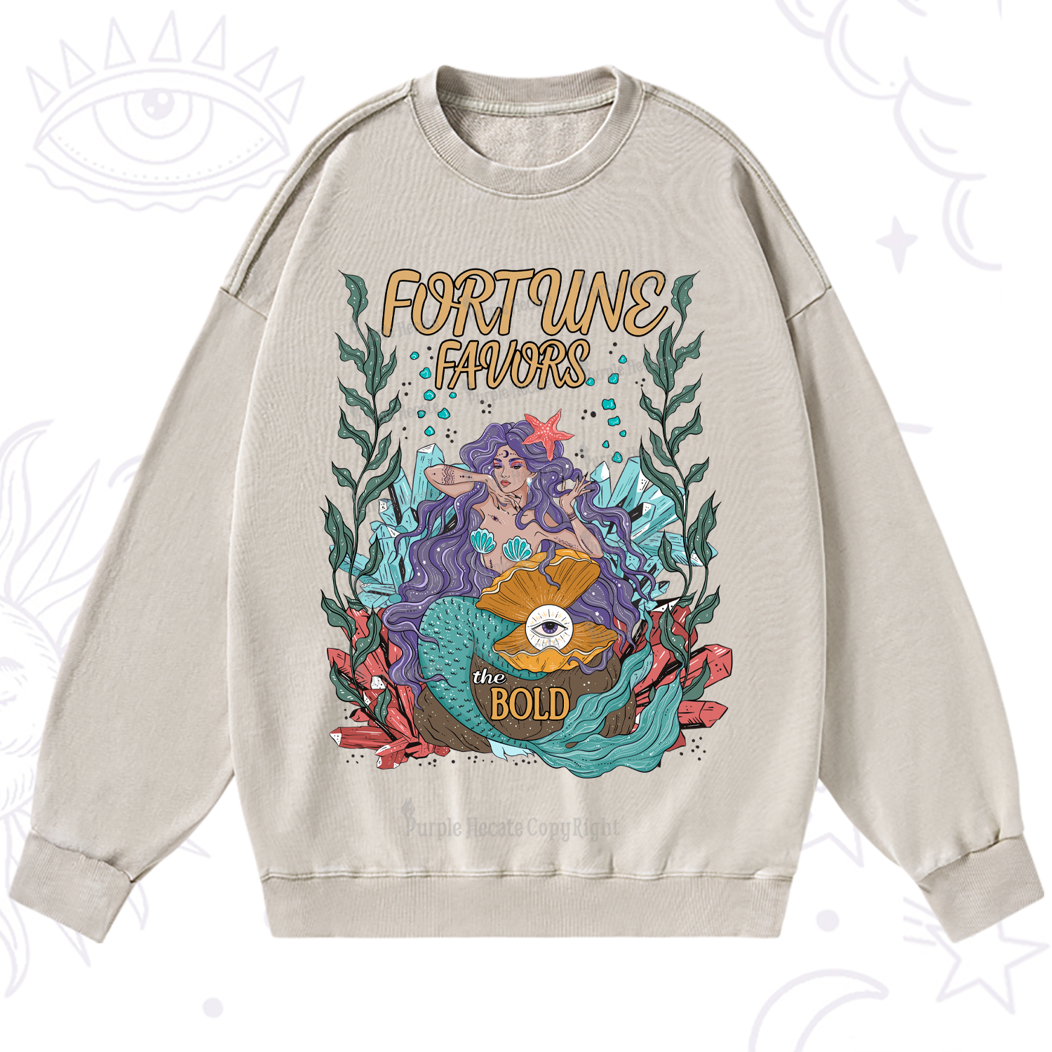 Purplehecate Fortune Favors The Bold Washed Sweatshirt