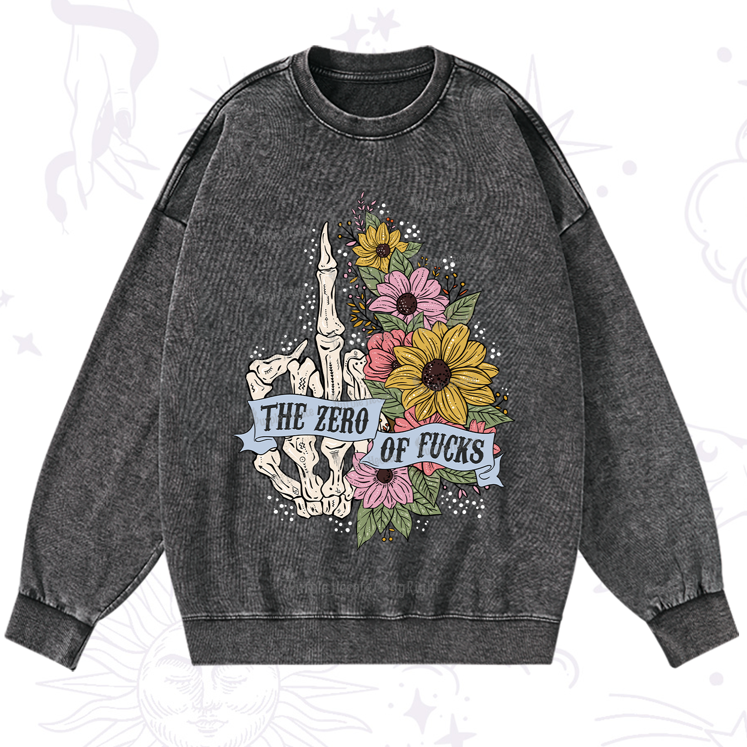 Purplehecate The Zero Of Fucks Washed Sweatshirt