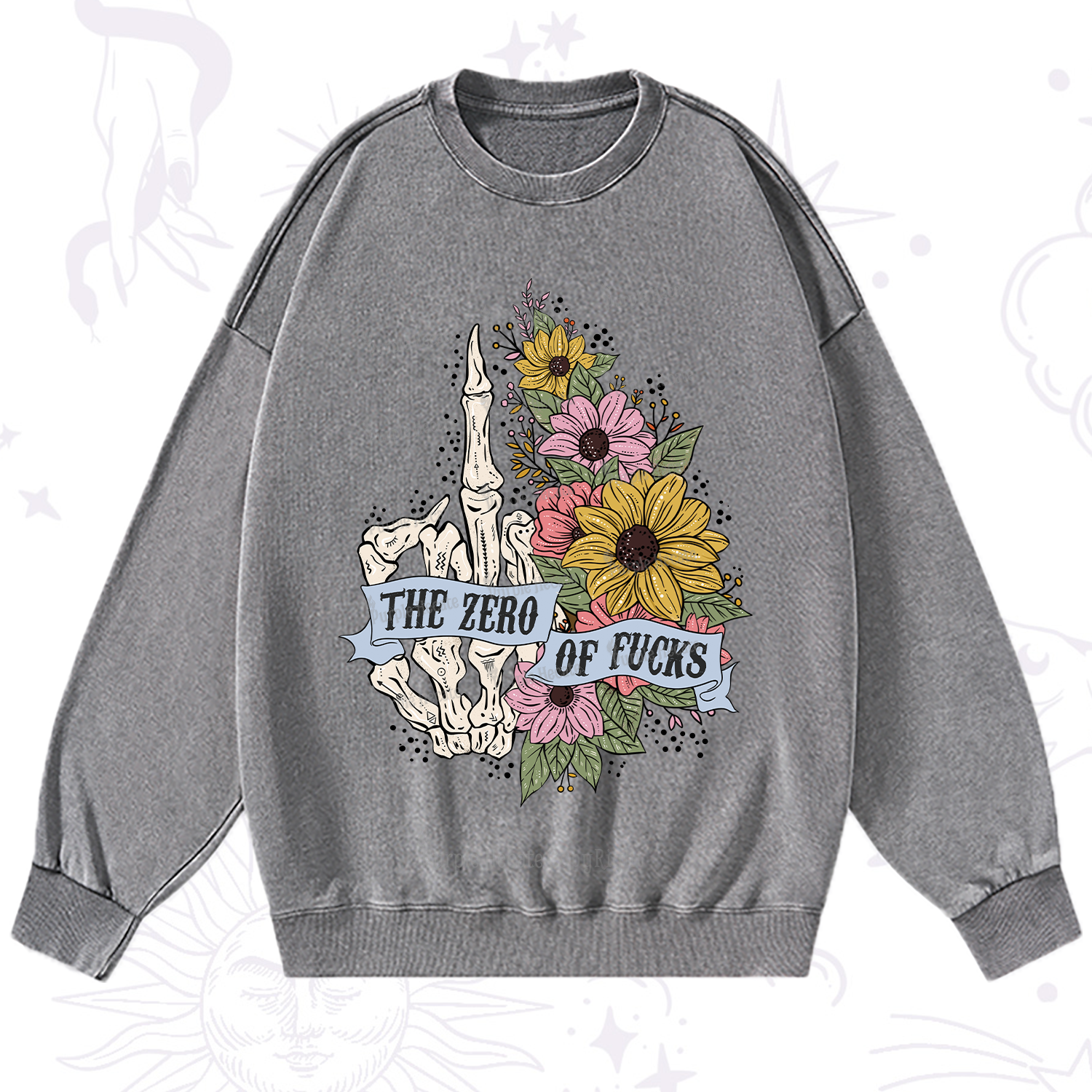 Purplehecate The Zero Of Fucks Washed Sweatshirt