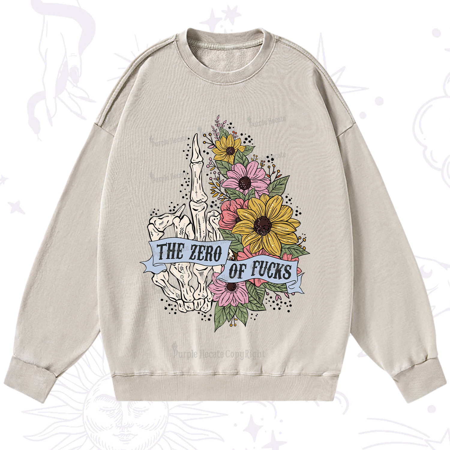Purplehecate The Zero Of Fucks Washed Sweatshirt