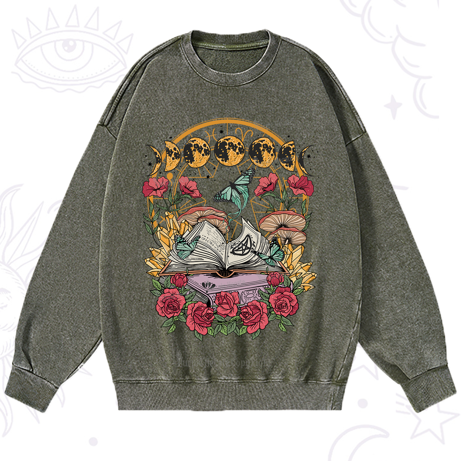 Purplehecate Witchy Book Washed Sweatshirt