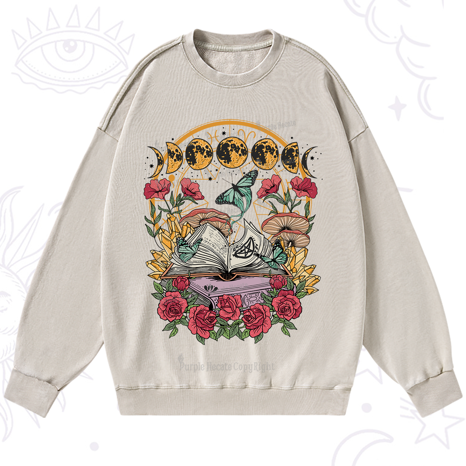 Purplehecate Witchy Book Washed Sweatshirt