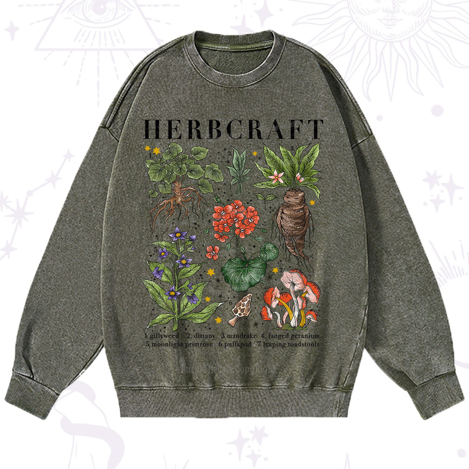 Purplehecate Magical Herbcraft Washed Sweatshirt