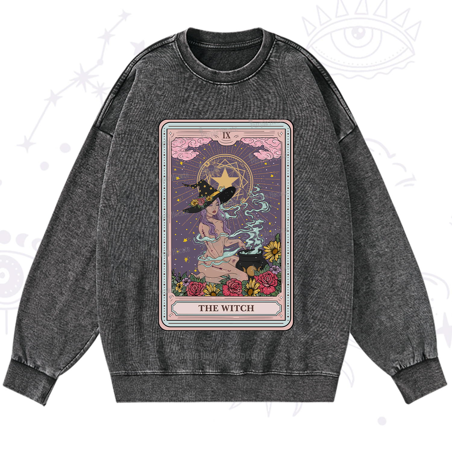 Purplehecate The Witch Tarot Washed Sweatshirt