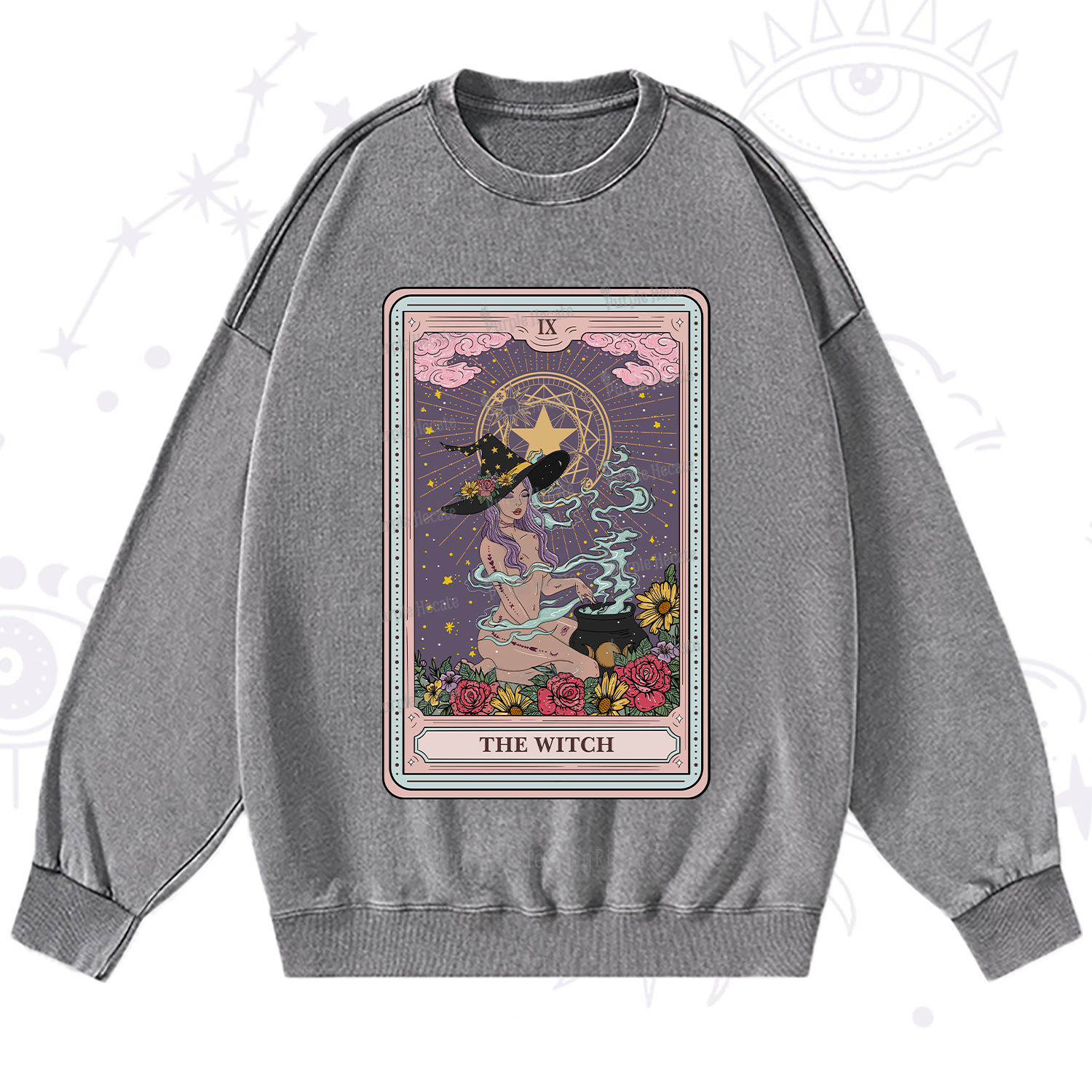 Purplehecate The Witch Tarot Washed Sweatshirt