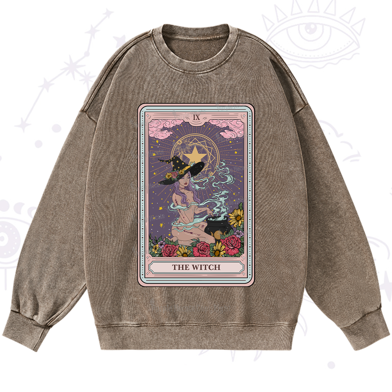 Purplehecate The Witch Tarot Washed Sweatshirt