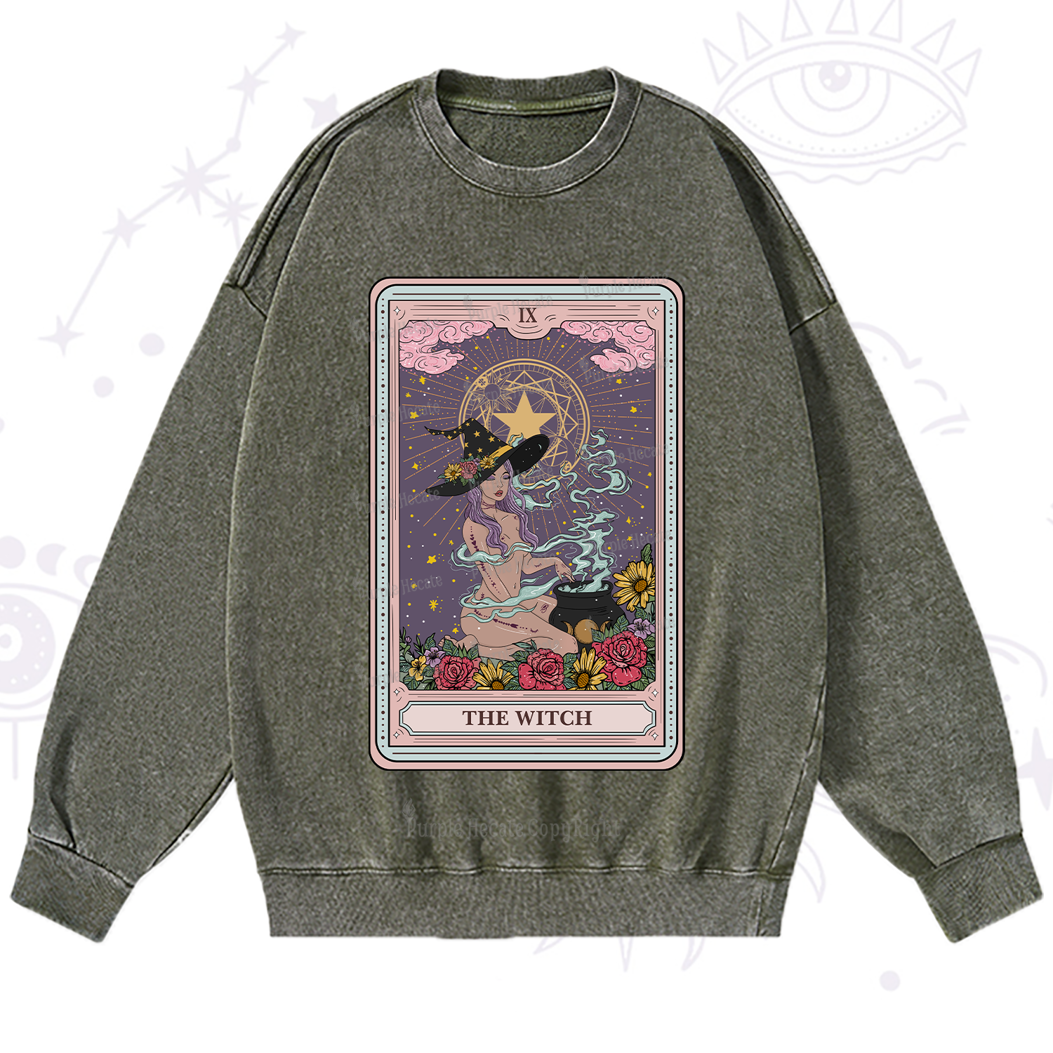 Purplehecate The Witch Tarot Washed Sweatshirt