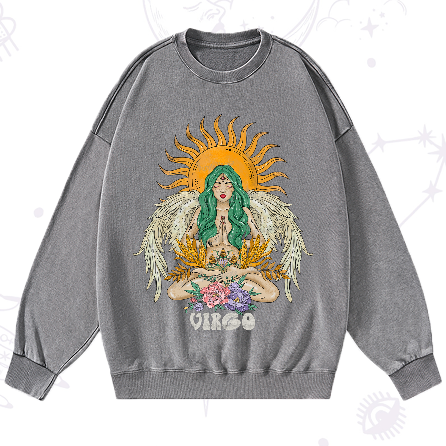 Purplehecate Sun Guardian Of Virgo Zodiac Washed Sweatshirt