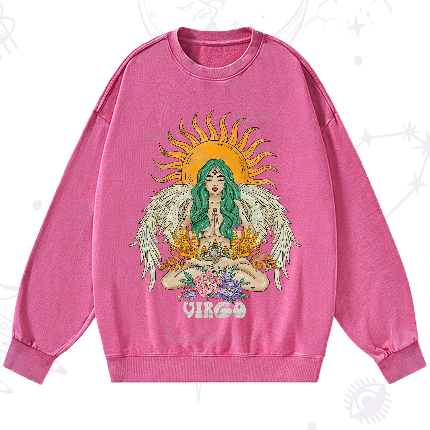 Purplehecate Sun Guardian Of Virgo Zodiac Washed Sweatshirt