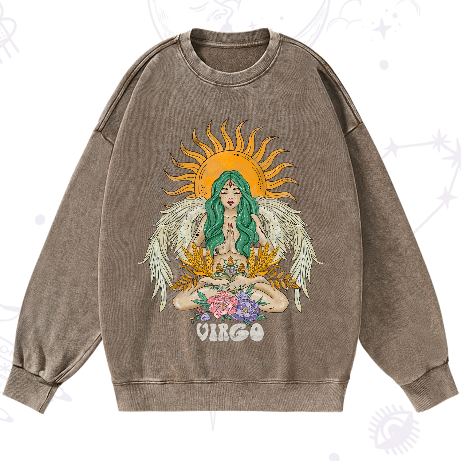 Purplehecate Sun Guardian Of Virgo Zodiac Washed Sweatshirt