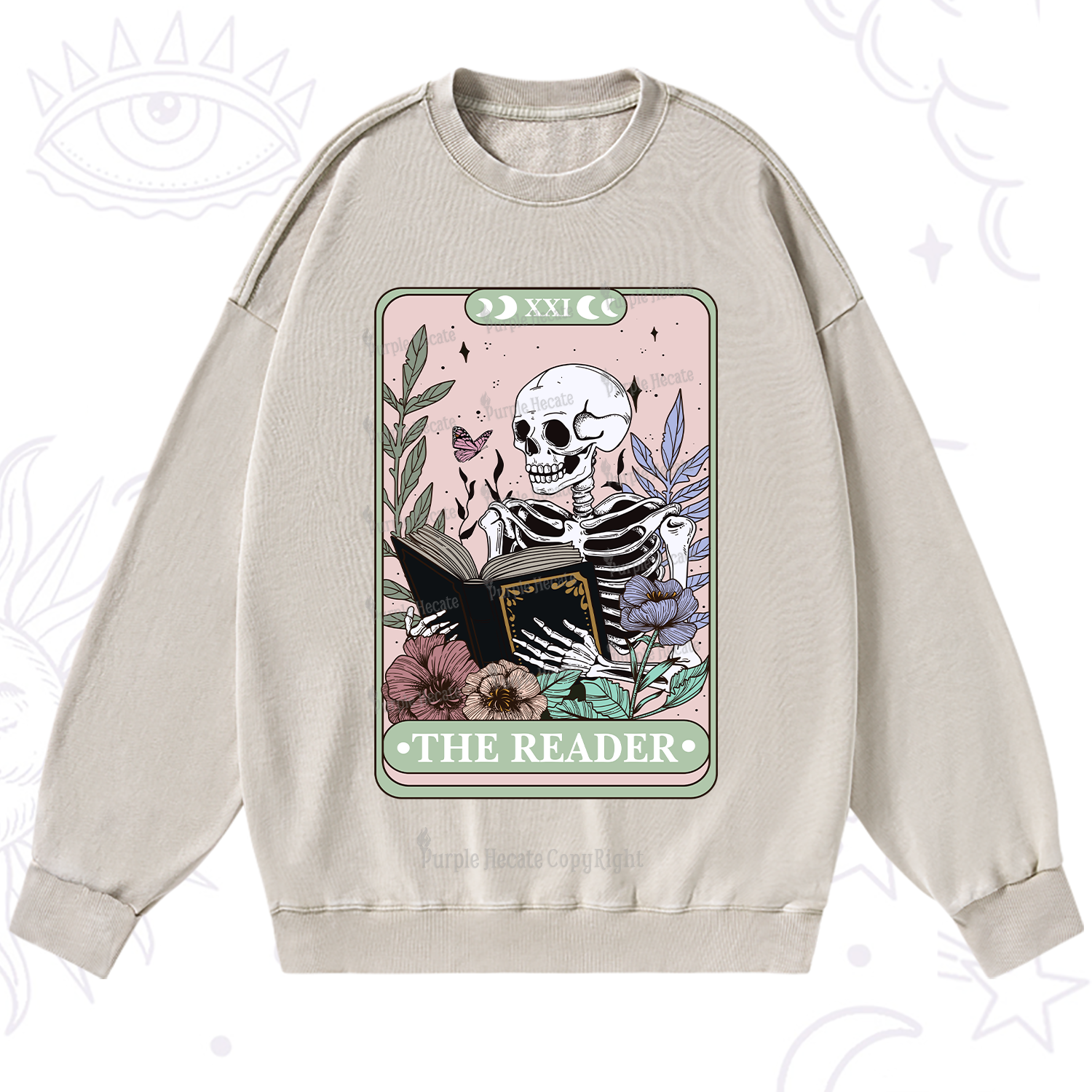 Purplehecate The Reader's Tarot Washed Sweatshirt