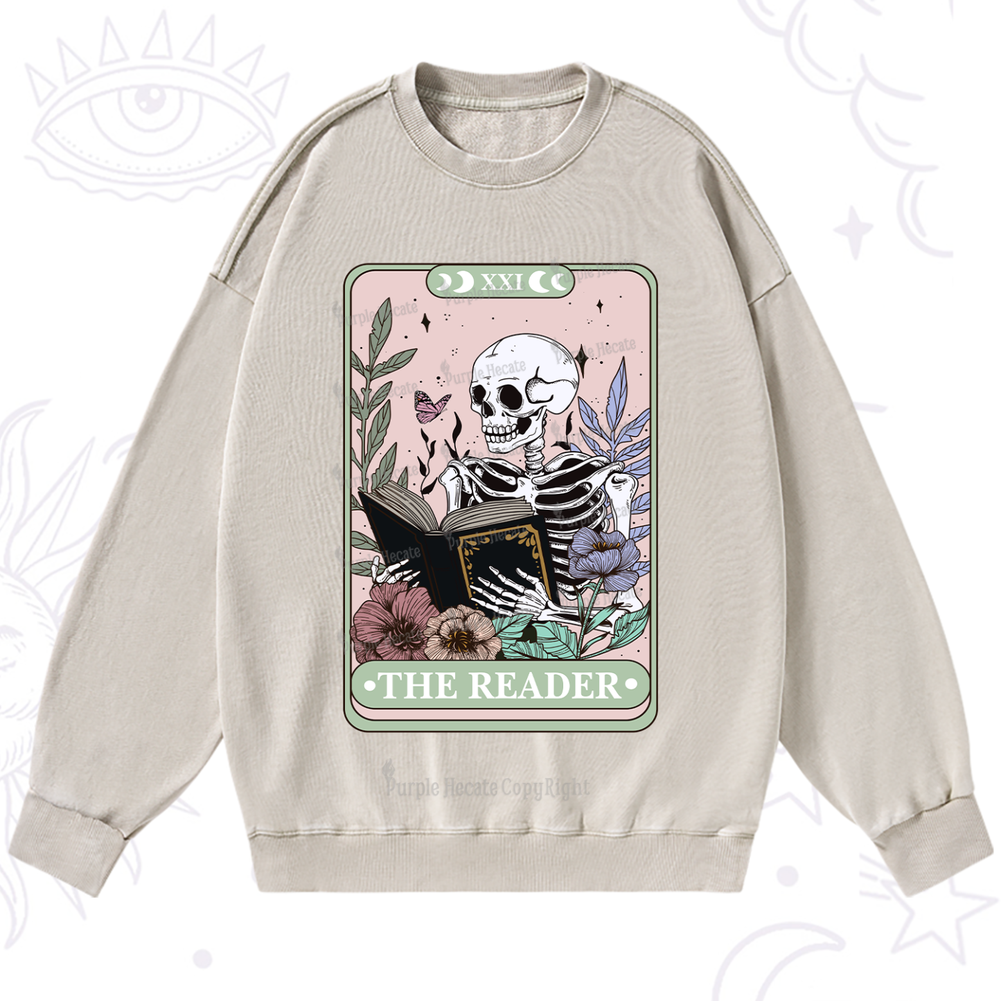 Purplehecate The Reader's Tarot Washed Sweatshirt