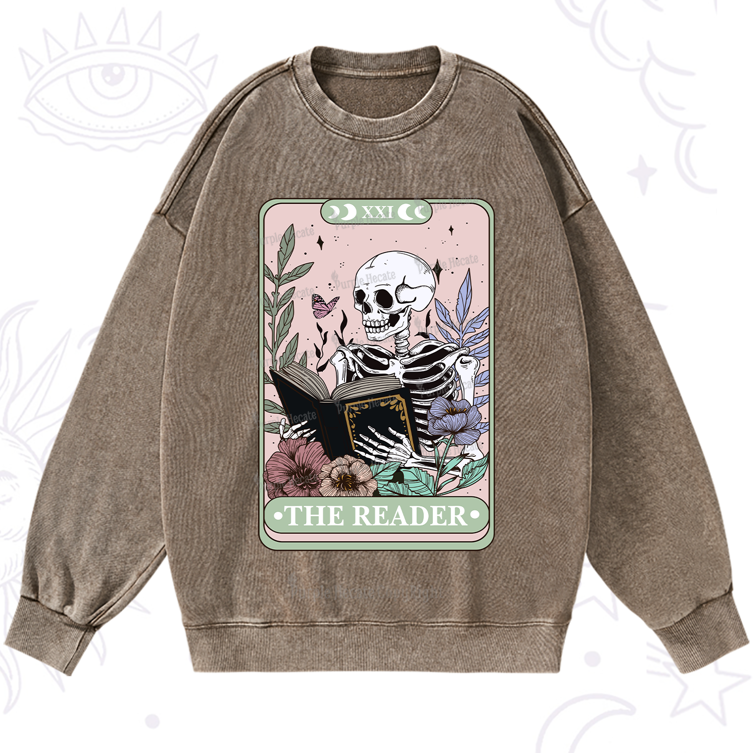 Purplehecate The Reader's Tarot Washed Sweatshirt