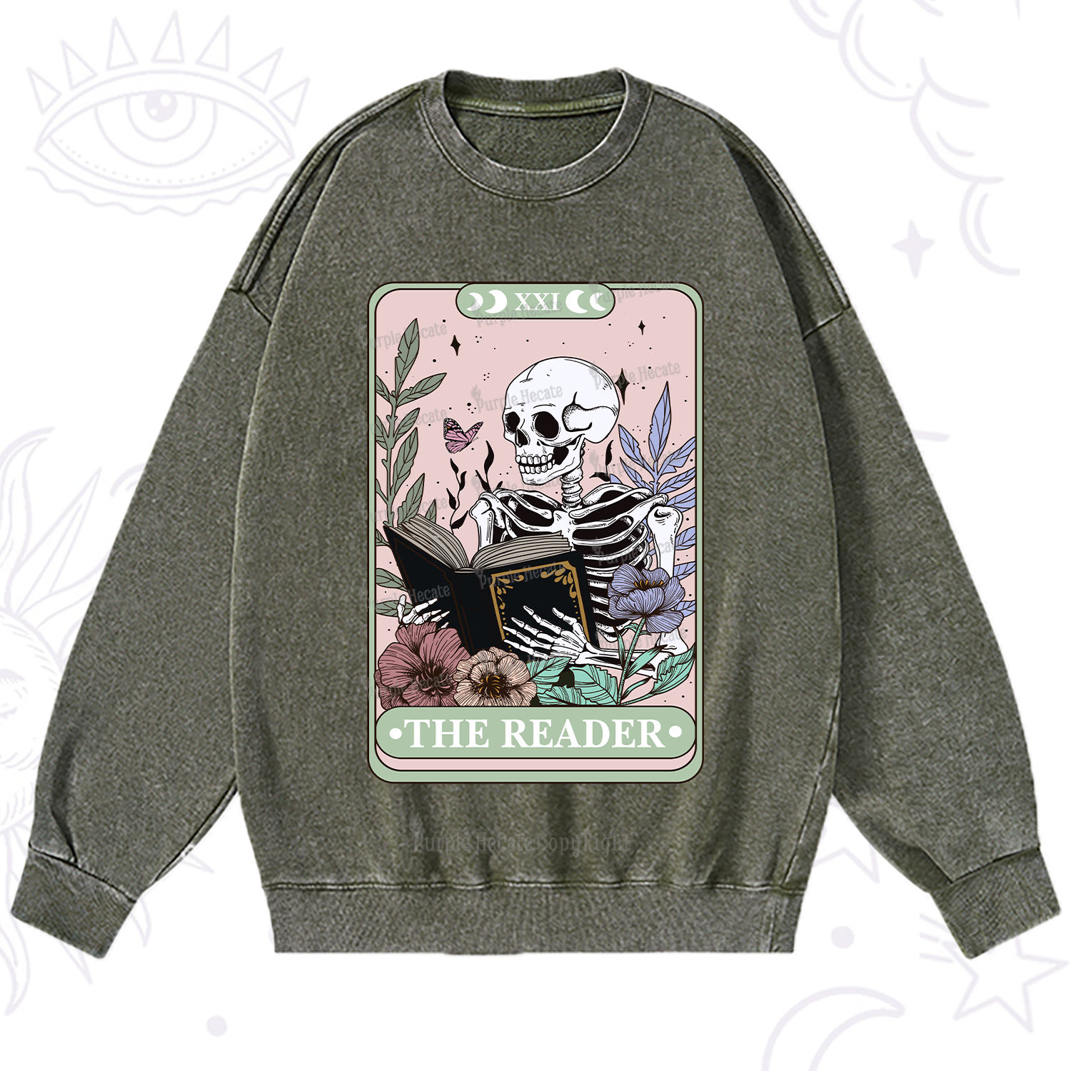 Purplehecate The Reader's Tarot Washed Sweatshirt